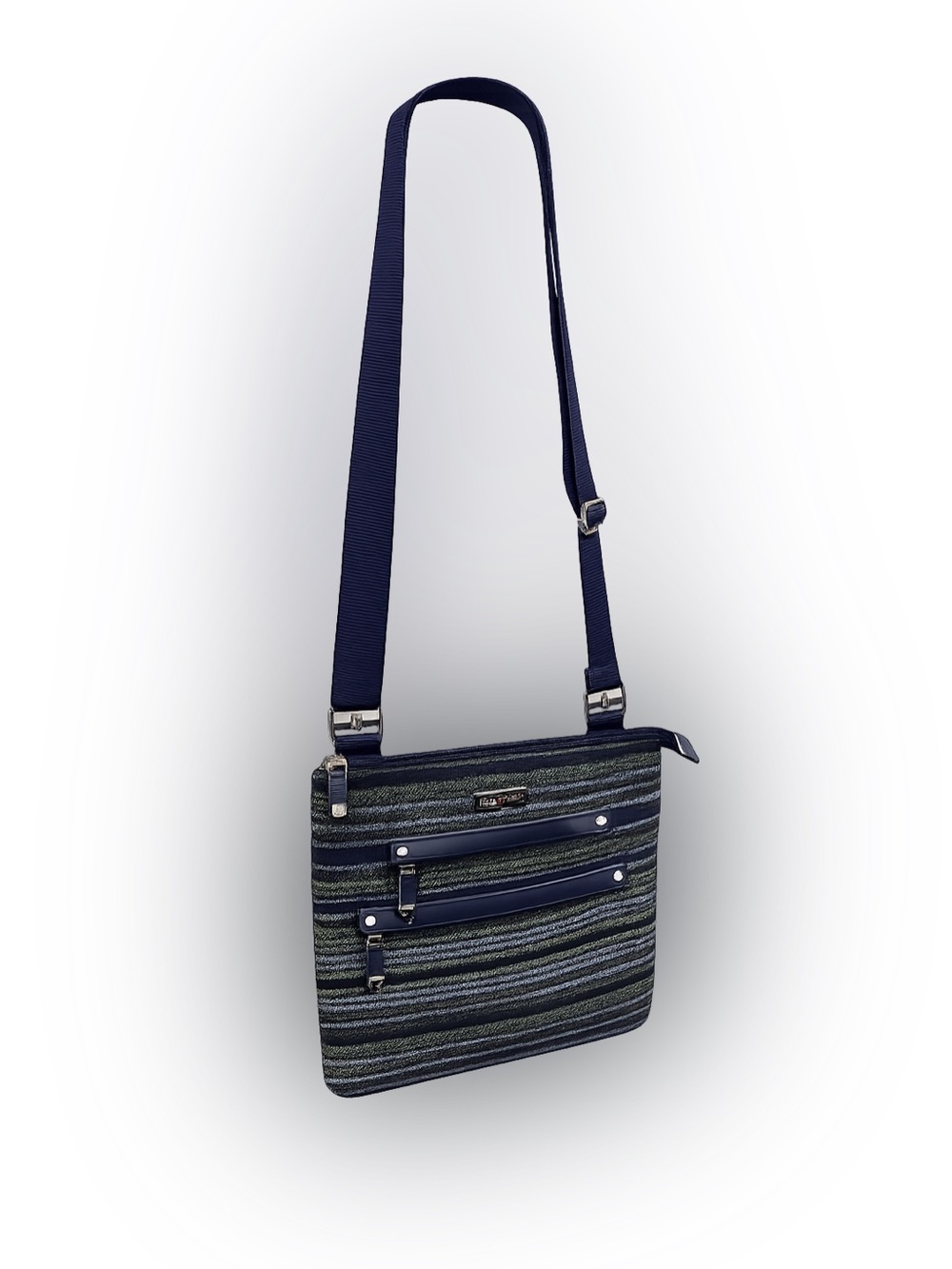 Baggallini Navy & Green Striped Crossbody Bag